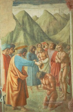 初心者の洗礼 クリスチャン・クアトロチェント・ルネサンス・マサッチョ Oil Paintings